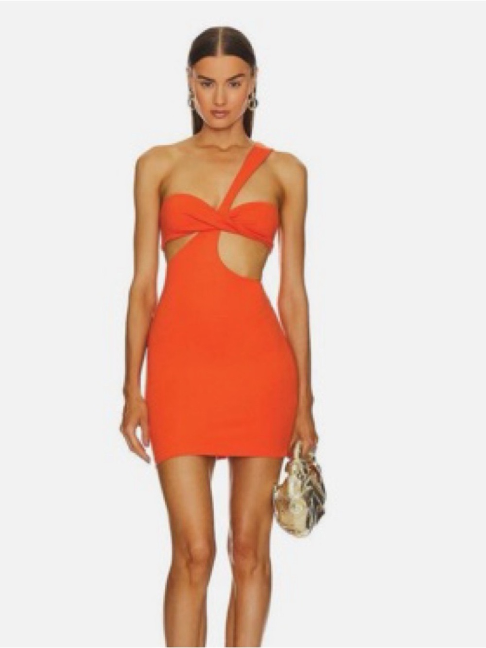 Michael Costello X revolve Orange One-Shoulder Cutout Bodycon Dress NWOT